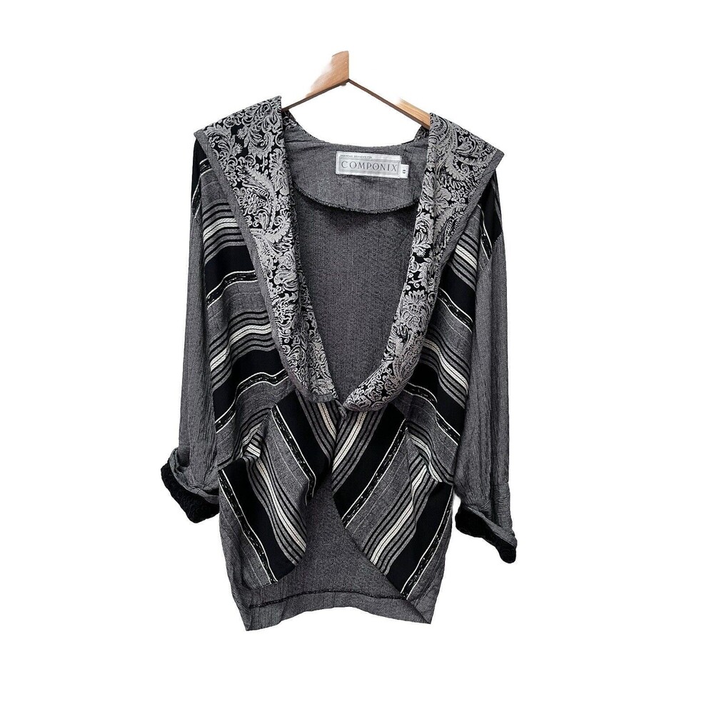 Vintage 90s Women Componix Marsha Brander Sz 8 Black Gray Avant Garde Artsy
